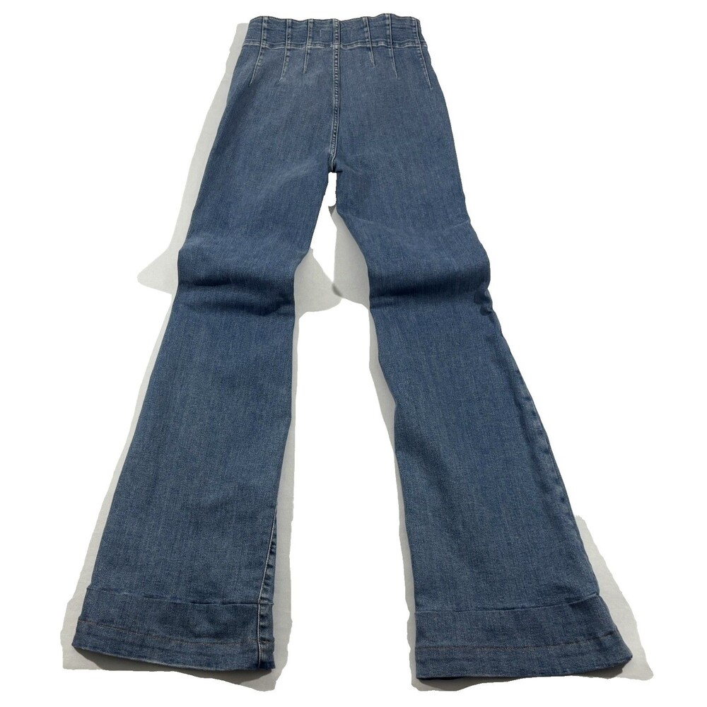 We The Free People Jayde Flare High Rise Denim Blue Jeans Stretch Boho Sz 28 - Picture 7 of 12